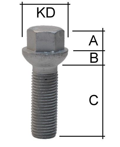 Radschraube M12 x 1,5 Kugelbund R14 SW17 Typ F1G