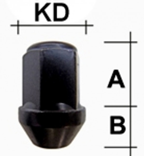 Radmutter M12 x 1,5 x 34mm Kegelbund 60° SW21 (schwarz)