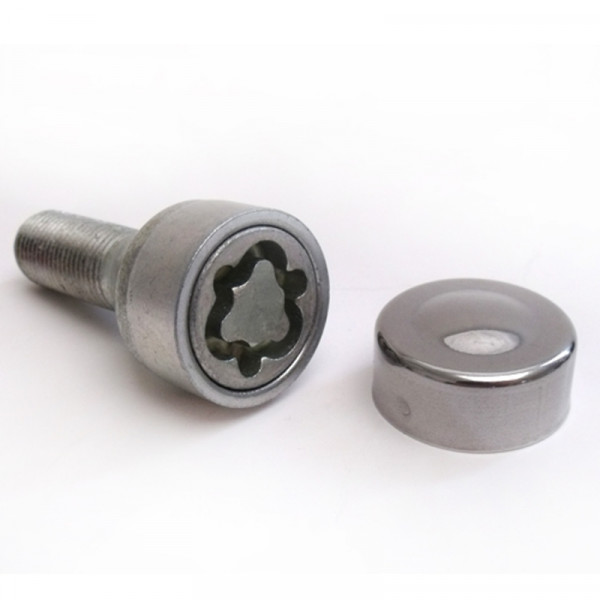 4 St. Sicustar Felgenschloss- Abdeckkappen aus Edelstahl in Schwarz und Silber