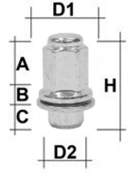 Radmutter M14 x 1,5 x 46,5mm Flachbund geschlossen SW21 Chrom