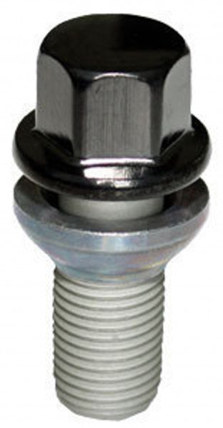 Radschraube M14 x 1,5 x 36,7mm Kugelbund R13 zweiteilig SW17 schwarz