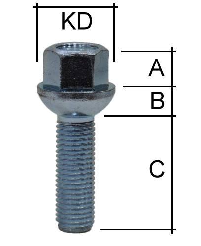 Radschraube M14 x 1,5 x 34mm Kugelbund R14 SW19 Typ N1V