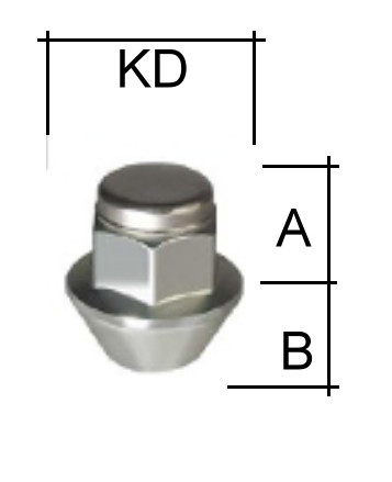 Radmutter M12 x 1,5 x 30mm Kegelbund 60° SW19