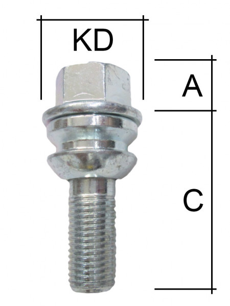 Radschraube M14 x 1,5 x 30mm Kugelbund zweiteilig R14 D=28 SW19