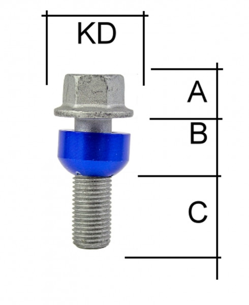 Radschraube M14 x 1,5 Kugelbund R14 zweiteilig SW19 Typ V2P (Porsche Design)