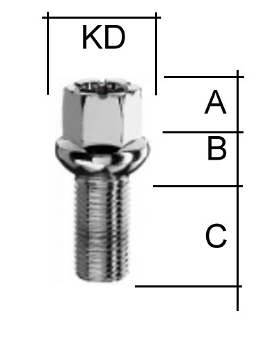 Radschraube M14 x 1,5 x 27 Kugelbund R14 SW17