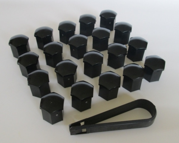 20. St. Abdeckkappen SW17 für Radschrauben und Radmuttern in schwarz inkl. Abzieher