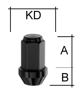 Radmutter M12 x 1,5 x 40mm Kegelbund 60° SW17 schwarz