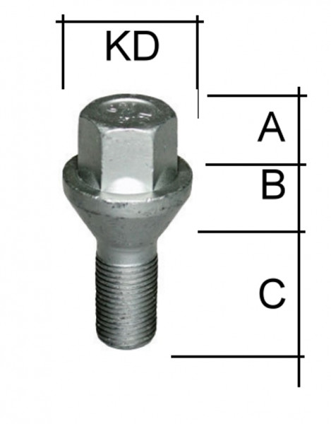 Radschraube M16 x 1,5 x 29mm Kegelbund 60° SW21 geomet