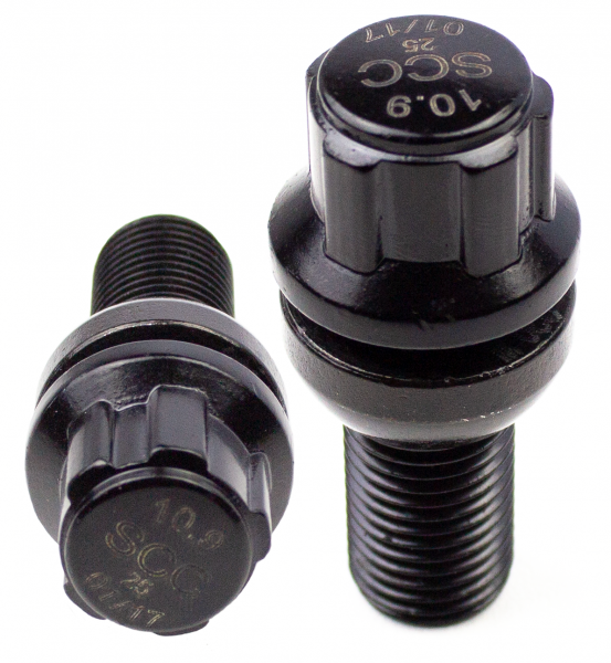 Felgenschloss 2-teilig M14 x 1,25 x 30mm Kugelbund R13 D=26 SW17 schwarz