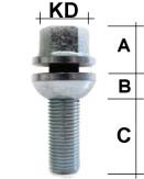 Radschraube M14 x 1,5 Kugelbund R14 zweiteilig SW19 Typ N2V 35 mm