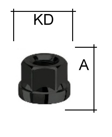 Radmutter M12 x 1,25 x 17mm Flachbund offen SW19 schwarz