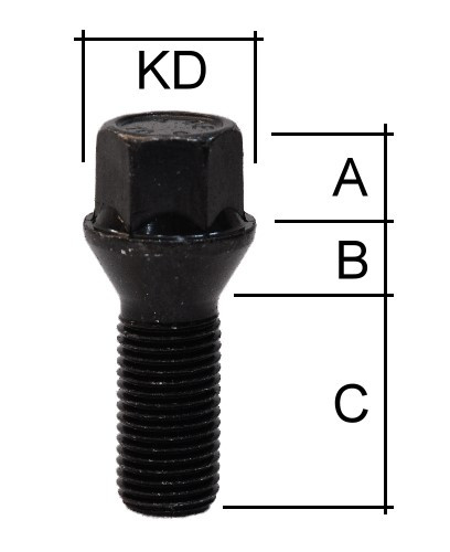 Radschraube M12 x 1,25 Kegelbund 60° SW17 Typ A5W