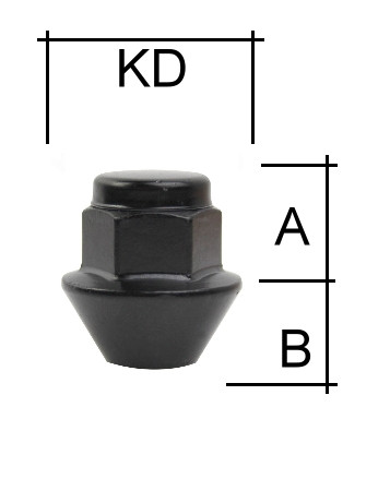 Radmutter M12 x 1,5 x 30mm Kegelbund 60° SW19 schwarz