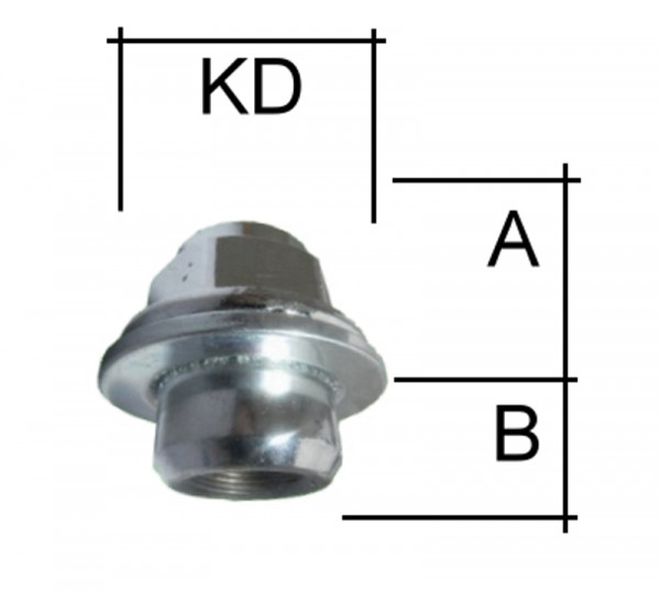Radmutter M12 x 1,5 x 37mm Flachbund geschlossen SW21 verchromtToyota