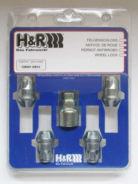 H&R Muttern- Felgenschloss M12 x 1,5 x 35mm Kegelbund 60° SW19/21