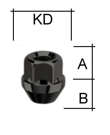 Radmutter M12 x 1,5 x 24,5mm Kegelbund 60° offen SW19 schwarz