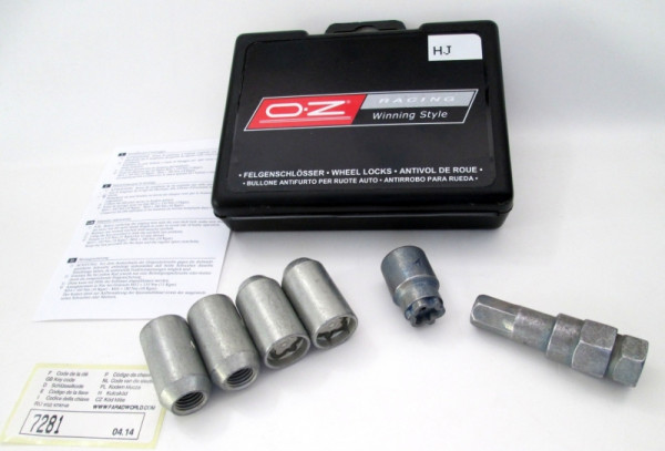 OZ Muttern-Felgenschloss M12 x 1,25 x 36mm Kegelbund SW17/19 Innenstern extra schmal H/J