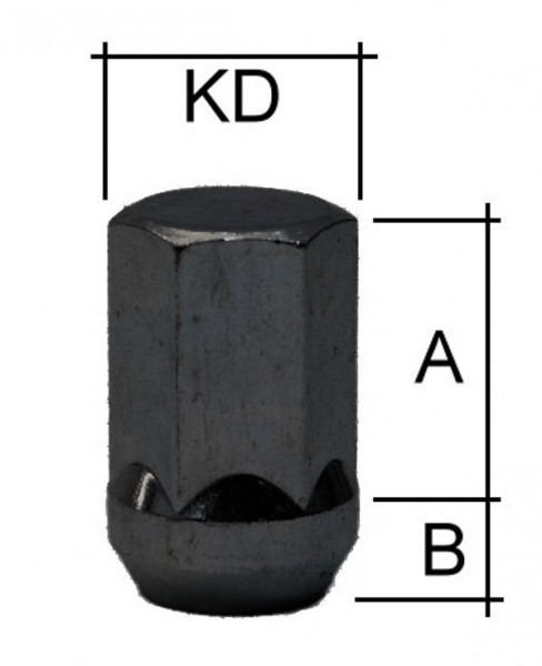 Radmutter M14 x 1,5 x 34mm Kegelbund 60° SW19 geschlossen schwarz