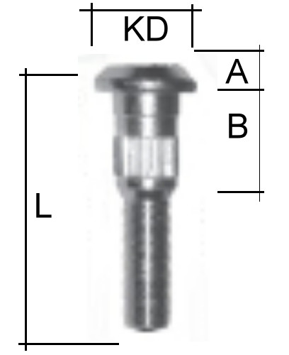 Rändelbolzen 1/2" UNF 60mm RD16,50 mm