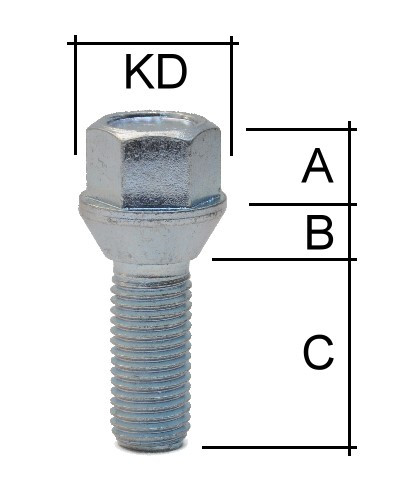 Radschraube M12 x 1,5 x 32mm Kegelbund 60° SW17