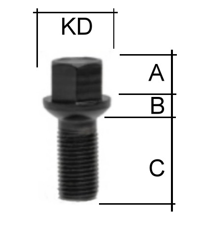 Radschraube M14 x 1,5 Kugelbund R13 SW17 Typ F1W schwarz