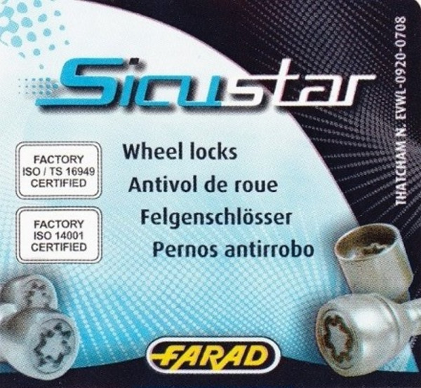 Sicustar Felgenschloss M14 x 1,5 x 42mm Kugel R13 SW17 (schwarz)