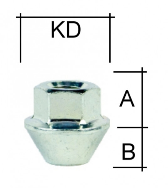 Radmutter M12 x 1,5 x 25mm Kegelbund 60° SW19