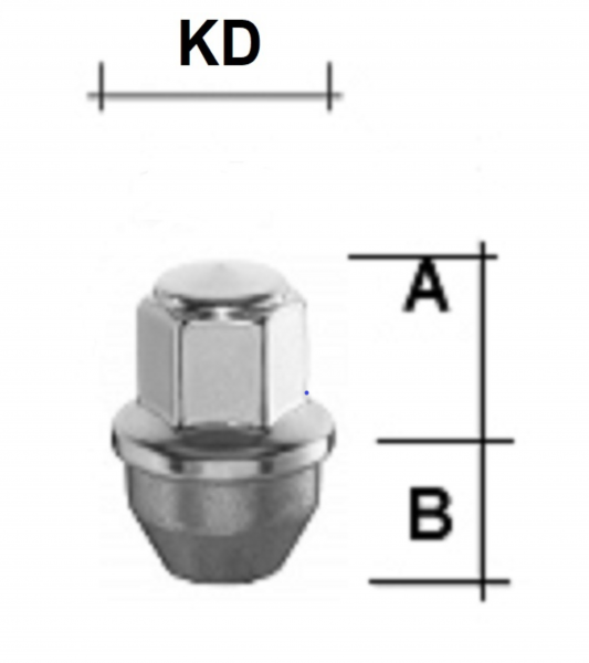 Radmutter M14 x 1,5 x 42,5mm Kegelbund 60° SW21 geschlossen für Ford uvm.